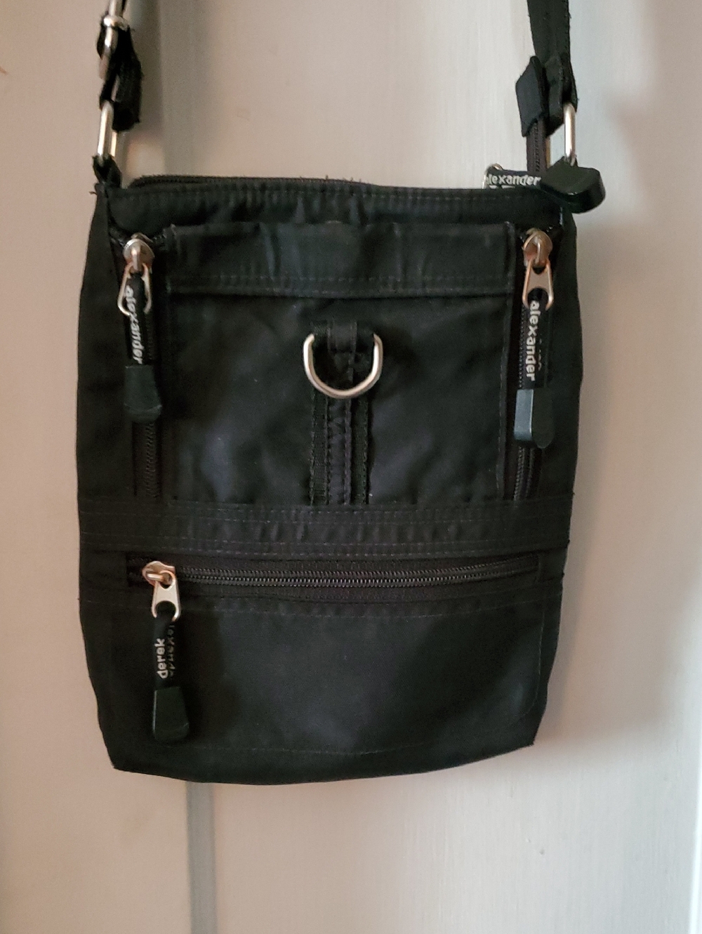 Derek Alexander Travel Crossbody Bag with Front Zippers - Black